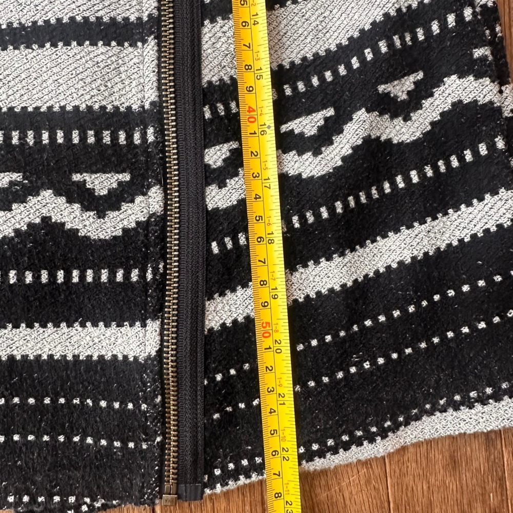 Anthropologie Moto Jacket Women L Asymmetrical Zip Southwestern Black White USA - Picture 3 of 7
